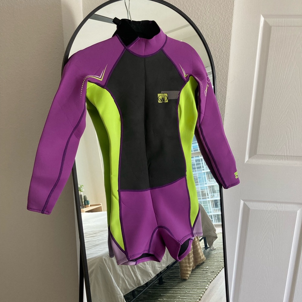 Purple and Green Women's Swim Wetsuit